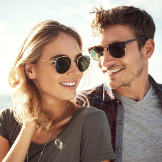 Couple wearing sunglasses on a sunny day